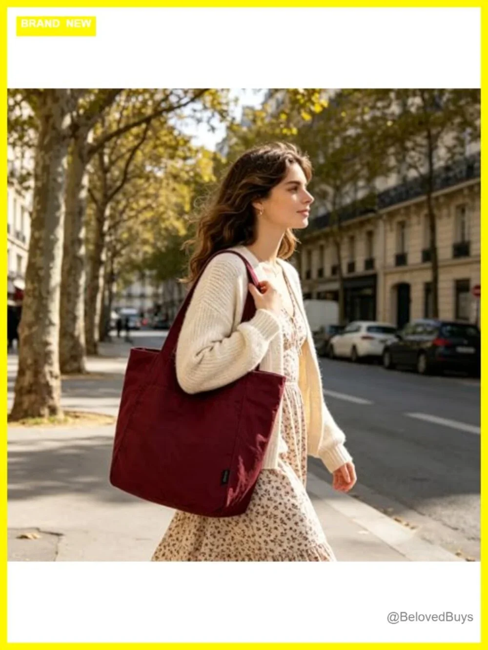 Lightweight Nylon Tote Bag with Multiple Pockets, Water-Resistant for Travel